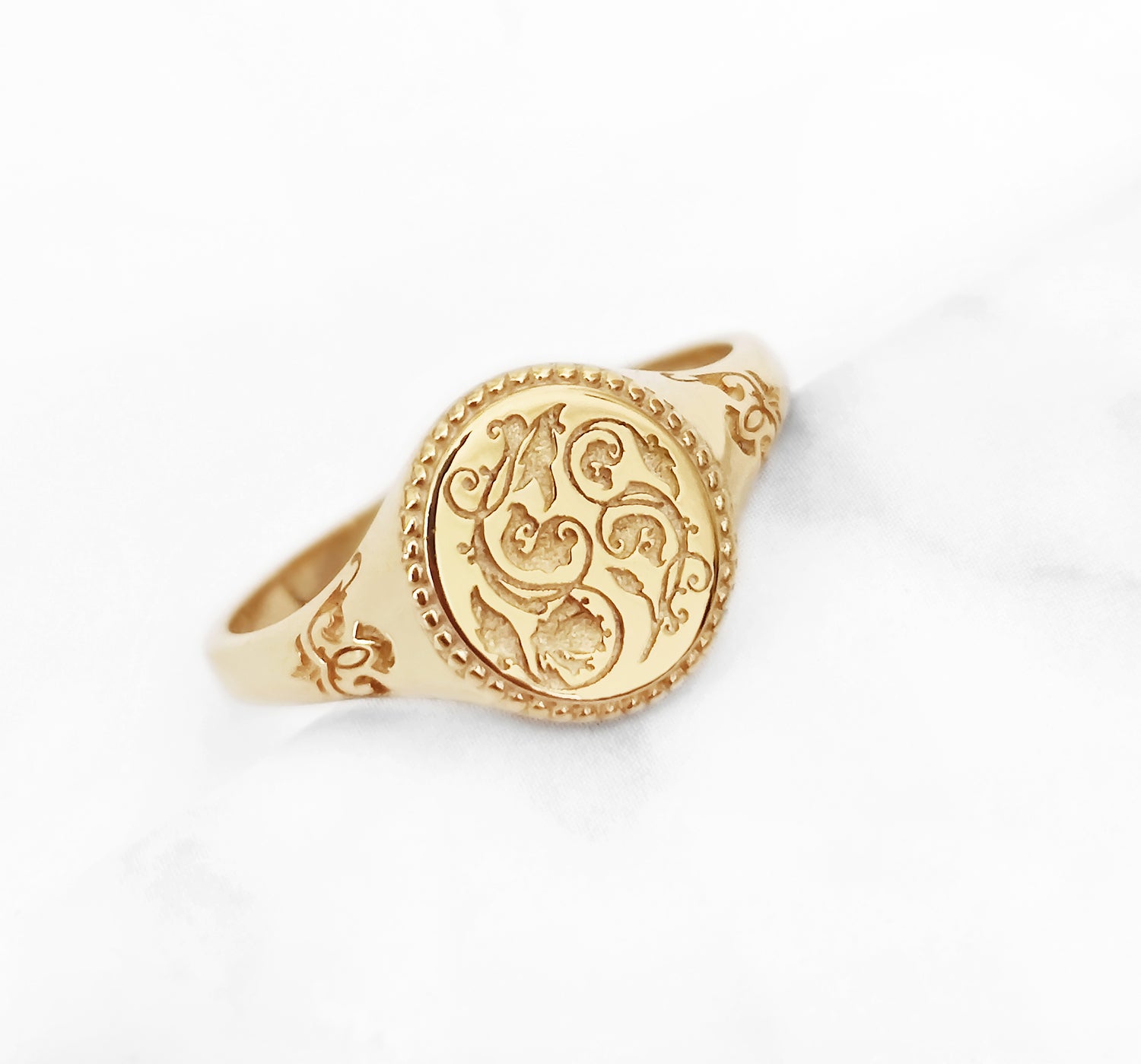 art nouveau floral signet ring from Whisper Gold's rings collection