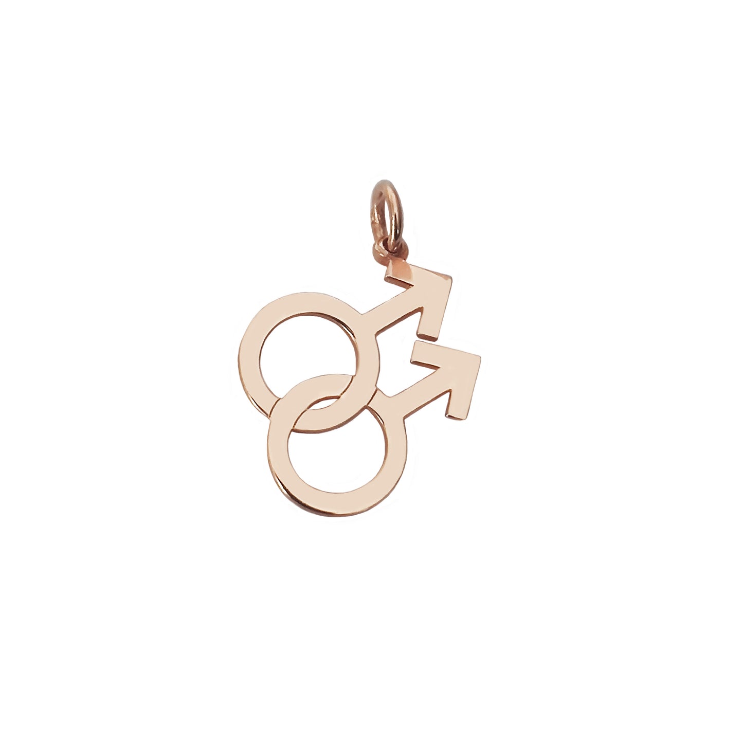14K 9K Gay Men Double Male Mars Symbol Pendant Necklace
