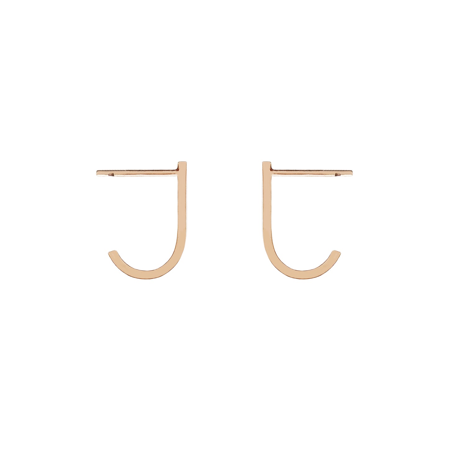 solid rose gold suspender hook cuff earrings