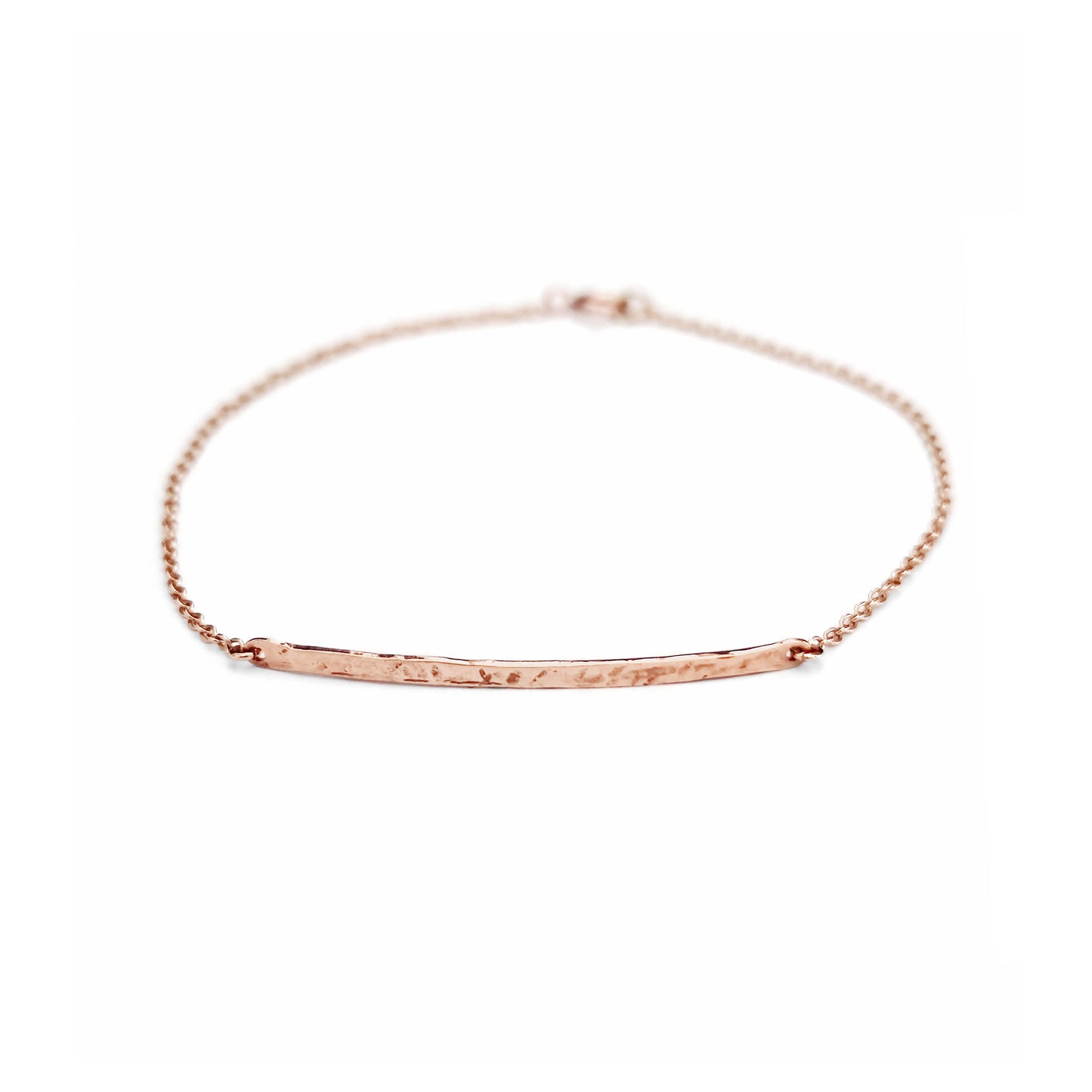 solid rose gold thin hammered bar bracelet