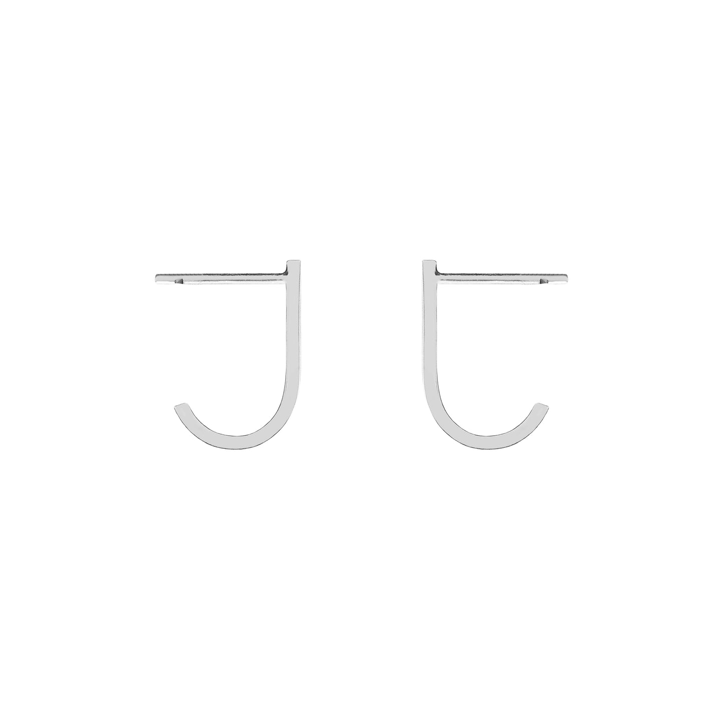 solid white gold suspender hook cuff earrings