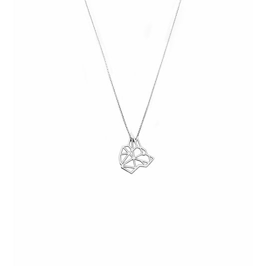 solid white gold necklace with an origami inspired wolf pendant