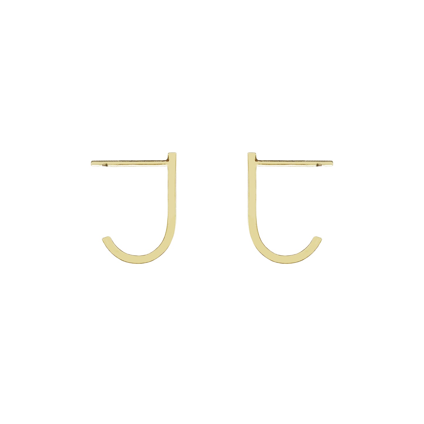 solid yellow gold suspender hook cuff earrings