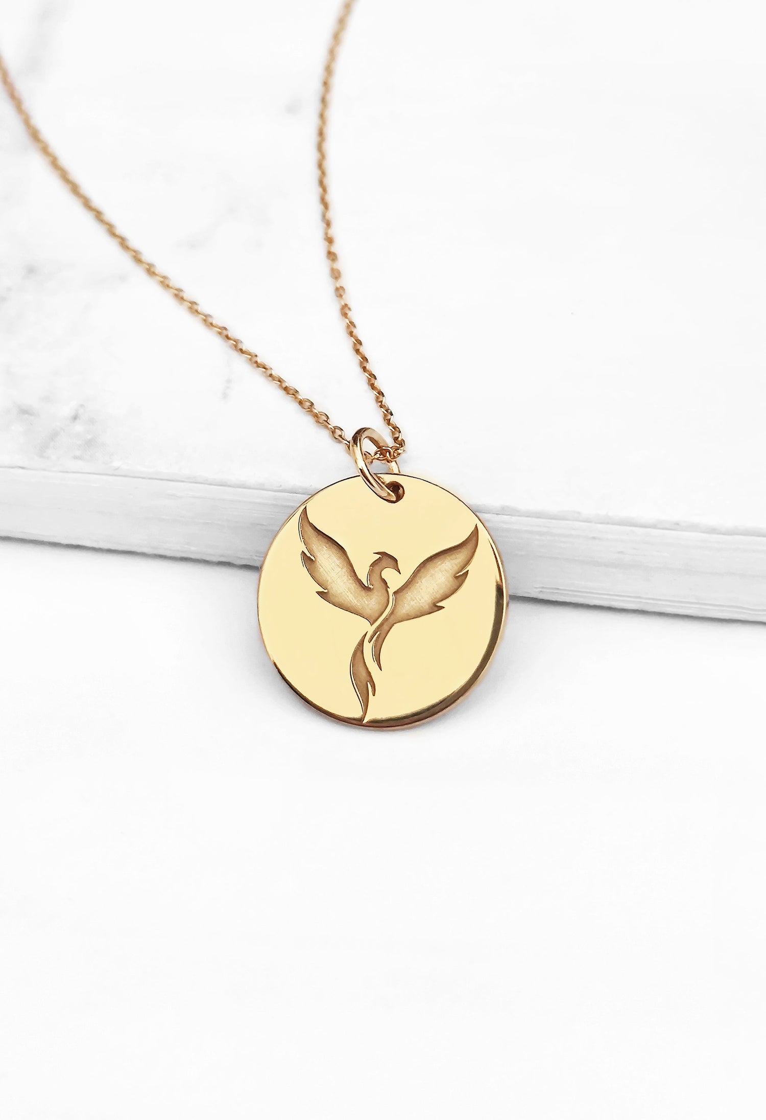 solid gold phoenix necklace spiritual journey collection