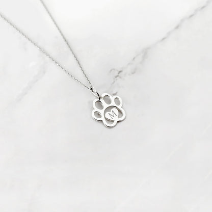 Personalized Dog Paw Print Pendant Necklace in Solid Gold