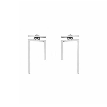 a pair of solid white gold staple line jacket earring