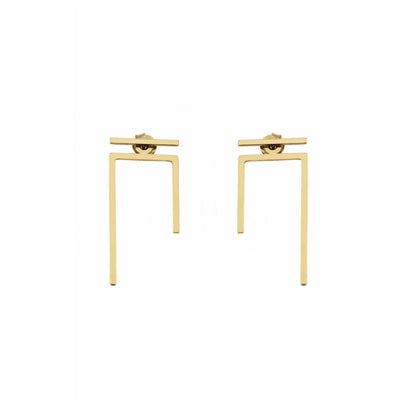 a pair of solid yellow gold staple line jacket earring
