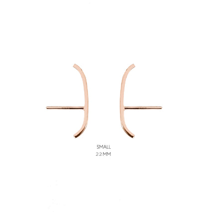a pair of 22mm solid rose gold earlobe cuff suspender earrings 