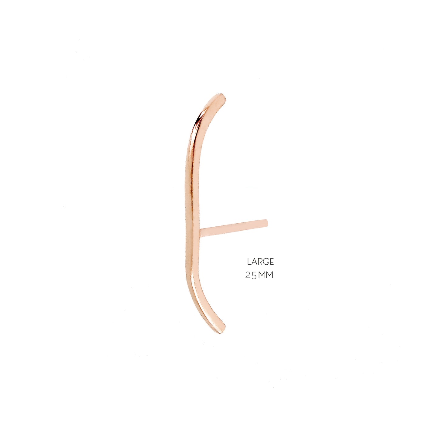 single 25mm solid rose gold earlobe cuff suspender earring