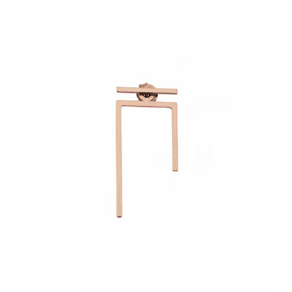 single solid rose gold staple line jacket earring