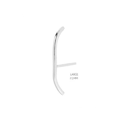 single 25mm solid white gold earlobe cuff suspender earring