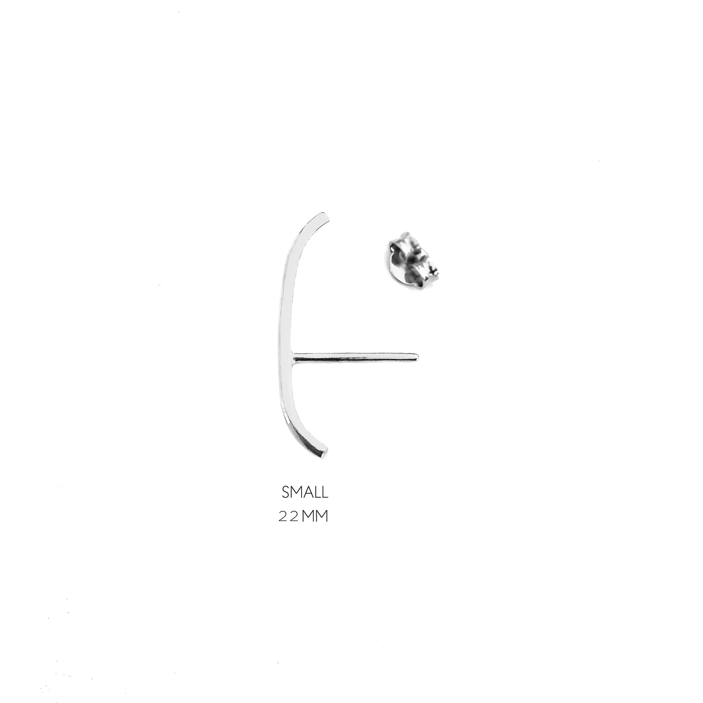 single 22mm solid white gold earlobe cuff suspender earring