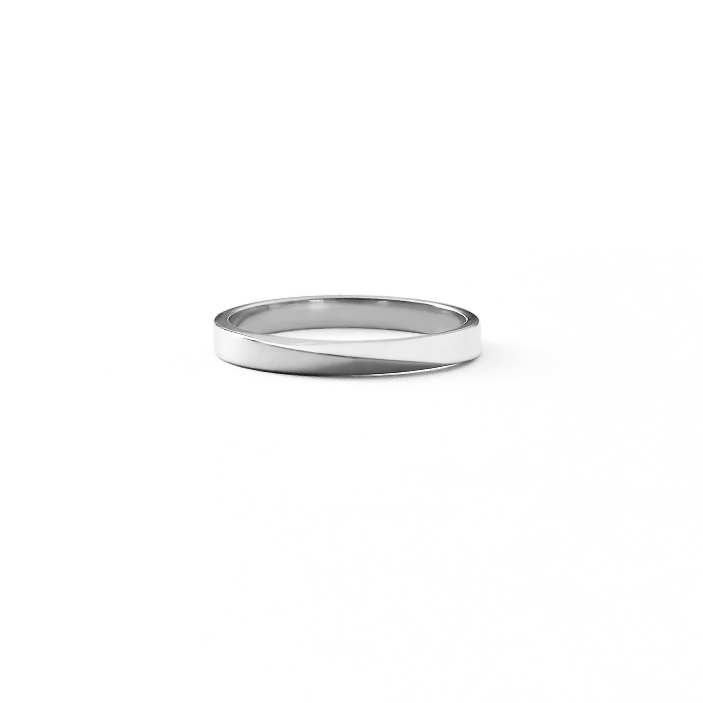 solid white gold thin mobius twist wedding ring