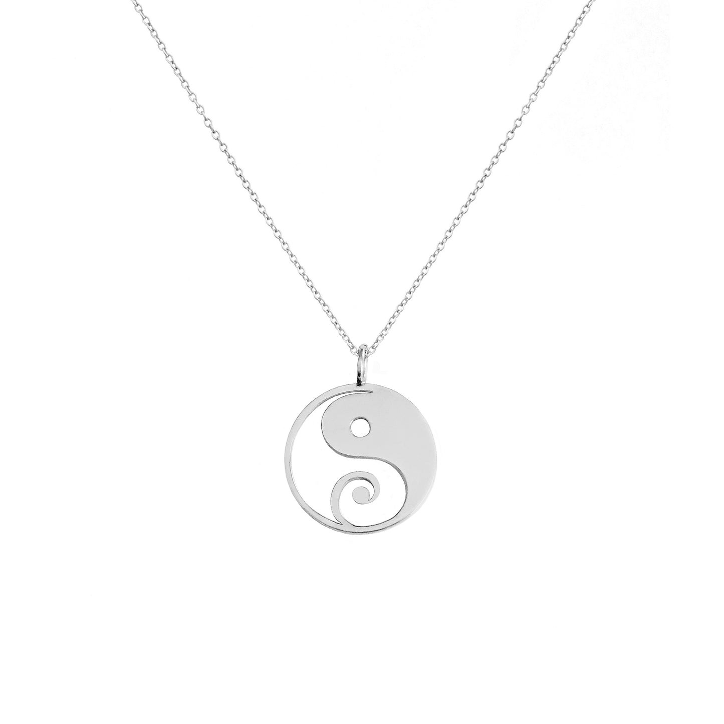 solid white gold necklace with a 16mm yin yang pendant