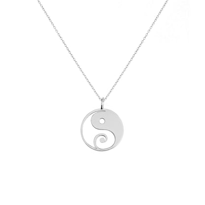 solid white gold necklace with a 16mm yin yang pendant