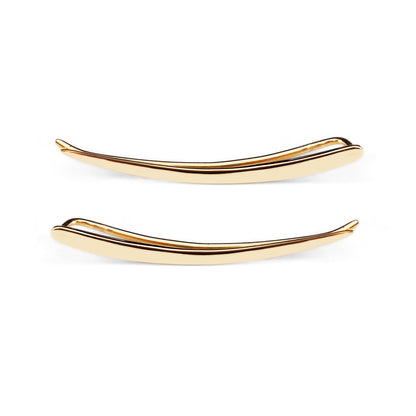 solid yellow gold pair of climber earrings 30mm length with smooth polished finish