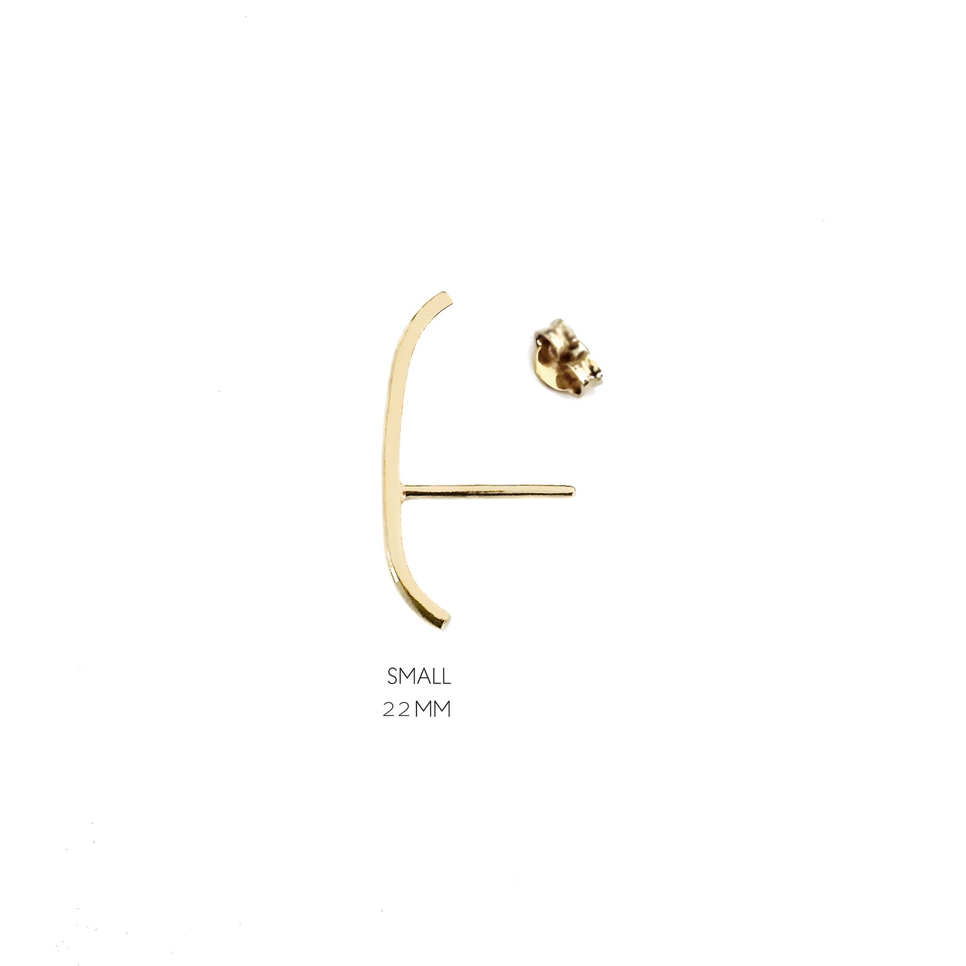 single 22mm solid yellow gold earlobe cuff suspender earring