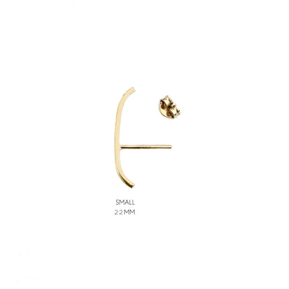 single 22mm solid yellow gold earlobe cuff suspender earring