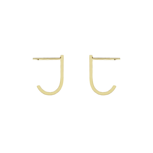 solid yellow gold suspender hook cuff earrings