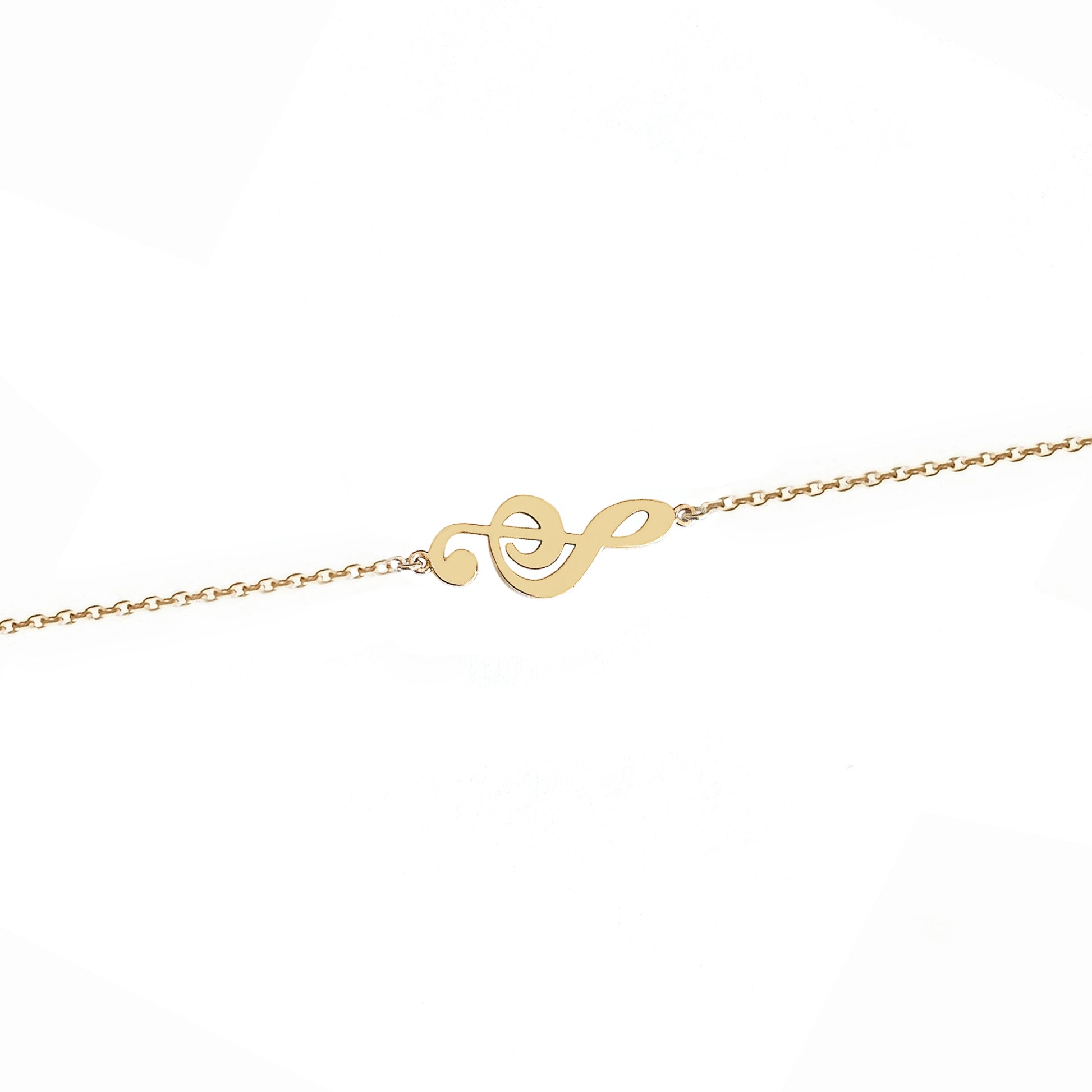 solid yellow gold treble clef music charm bracelet