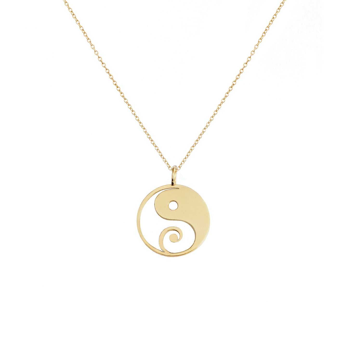 solid yellow gold necklace with a 16mm yin yang pendant