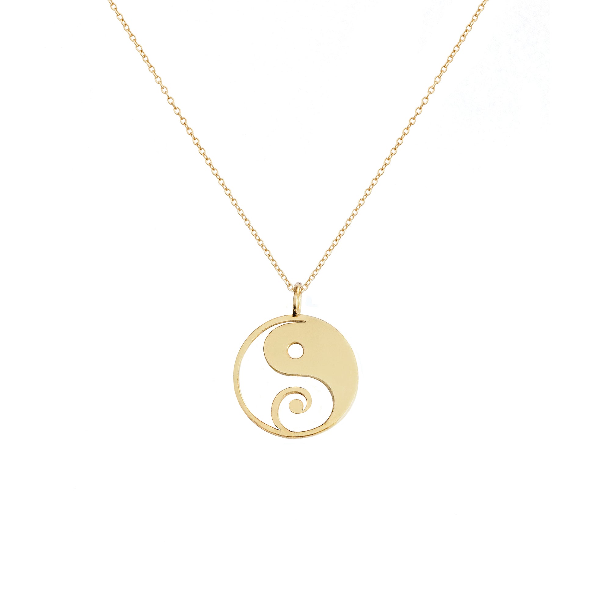 solid yellow gold necklace with a 16mm yin yang pendant